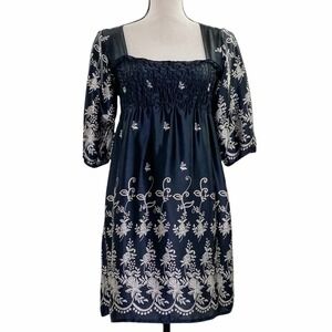 COTTON Express Black & White Smocked Mini Dress
